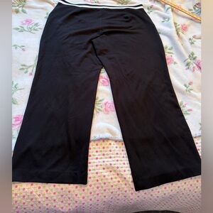 Jones New York Black Active Wear Pants- White Waistband-Size XXL-Pull on Style